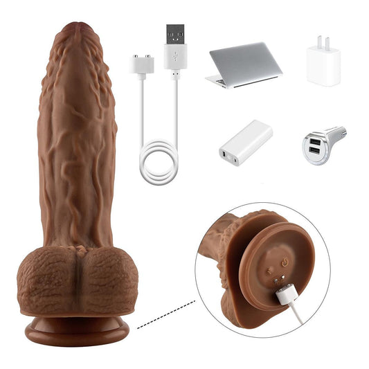 Liquid Silicone Series 8.4'' Rechargeable Thrusting Vibrating Dildo with Remote