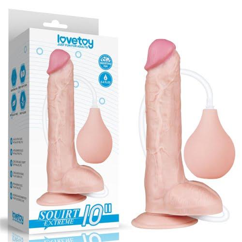 Lovetoy 10" Large Realistic Squirting Dildo With Balls