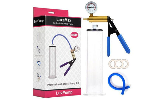 LuxaMax 2.5 Professional Brass Power Handle Pump with PSI Gauge