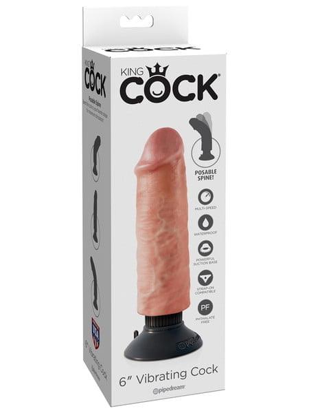 King Cock 6" Vibrating Realistic Dildo
