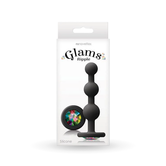 NS Novelties Glams Ripple Rainbow Gem Anal Plug - Black - Anal Beads