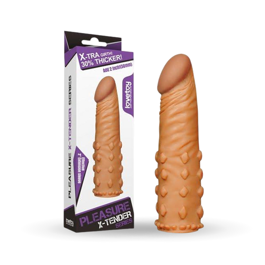 Pleasure X-Tender 2'' Extension Penis Sleeve with Bumps