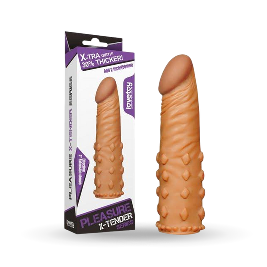 Pleasure X-Tender 2'' Penis Sleeve with Bumps - Brown