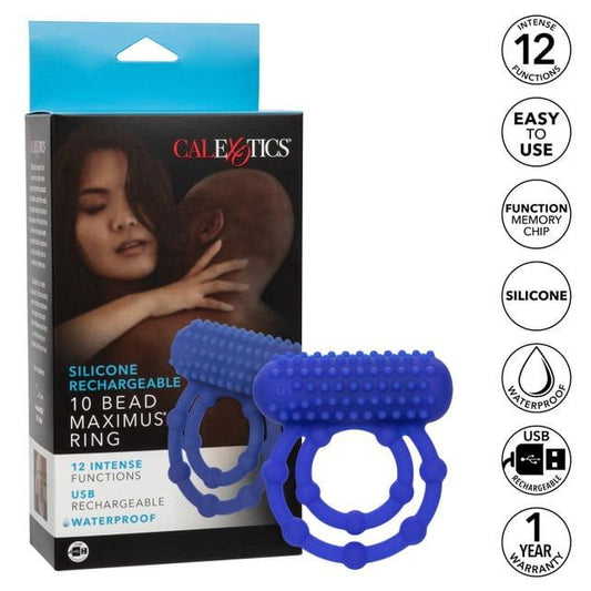 CalExotics 10 Bead Vibrating Maximus Cock & Balls Ring