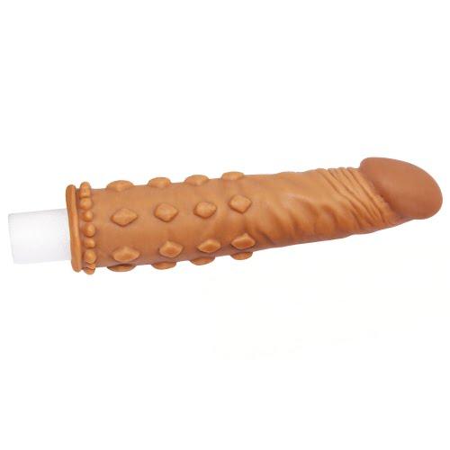 Pleasure X-Tender 2'' Penis Sleeve with Bumps - Brown