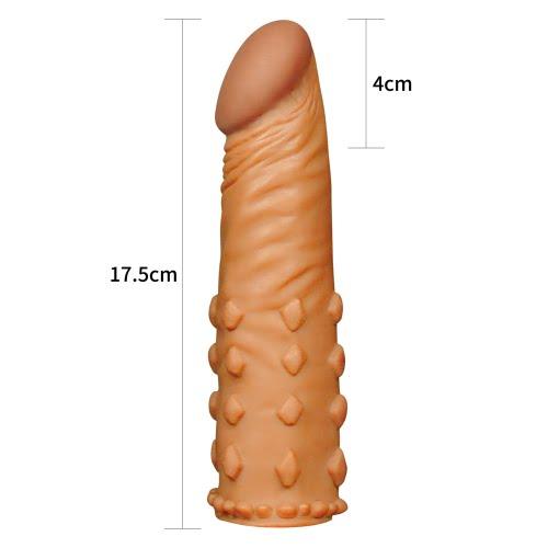 Pleasure X-Tender 2'' Penis Sleeve with Bumps - Brown
