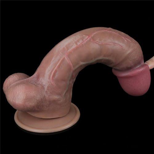 Lovetoy Nature Cock 10.5" Dual Layered Silicone Dildo - Tan