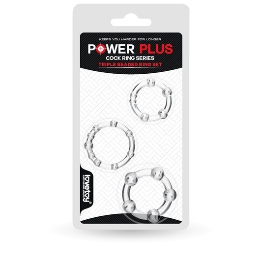 Lovetoy Power Plus Triple Beaded Cock Ring Set 3pk