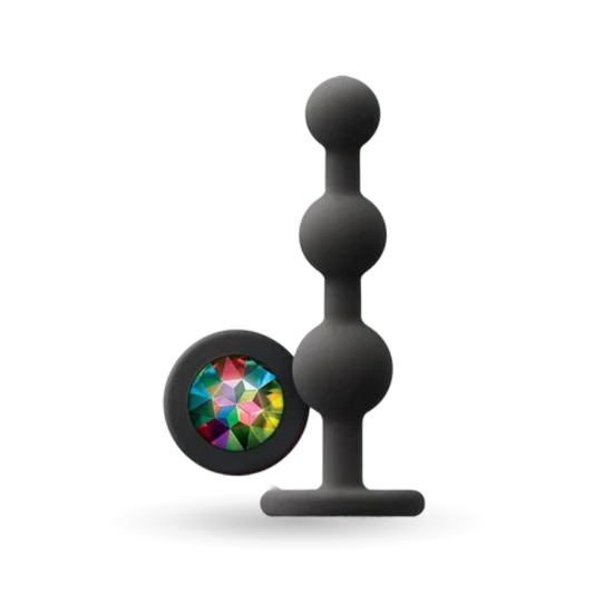 NS Novelties Glams Ripple Rainbow Gem Anal Plug - Black - Anal Beads