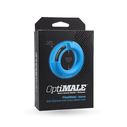 OptiMALE Silicone Metal Cock Ring 35mm - Blue