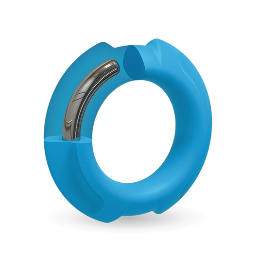 OptiMALE Silicone Metal Cock Ring 35mm - Blue