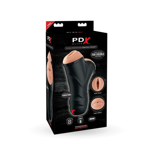PDX Elite Double Penetration Vibrating Stroker Masturbator
